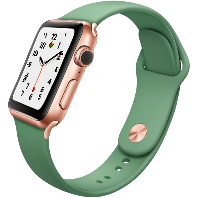 rose gold apple watch with green band emoji