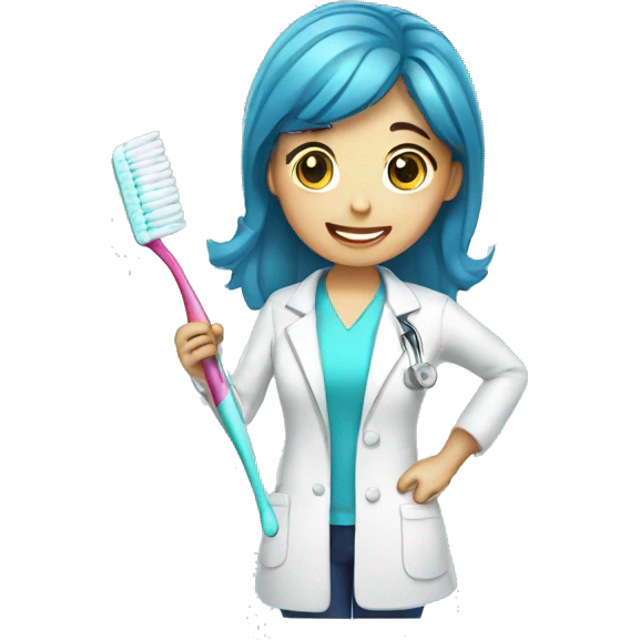dentist girl with a toothbrush in his hand emoji
