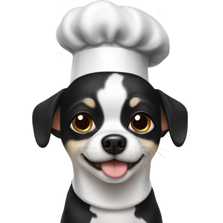 Black and white Chihuahua wearing chef hat emoji