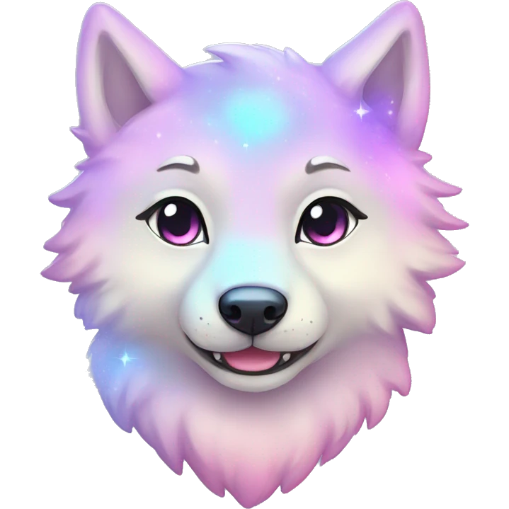 kawaii cute shiny pastel nebula wolf emoji