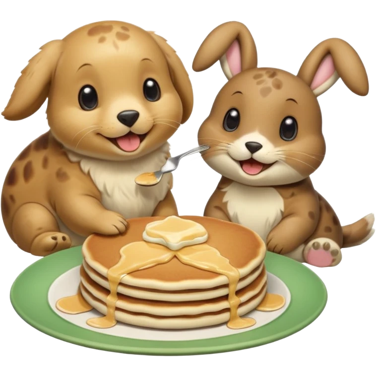 Seal, dog, bunny, turtle eating pancakes emoji