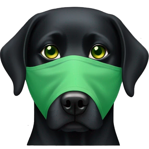 black lab with a green eye theif mask emoji
