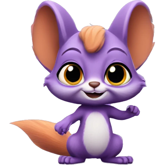 cute purple squirrel in the style of zootopia with bat wings  emoji