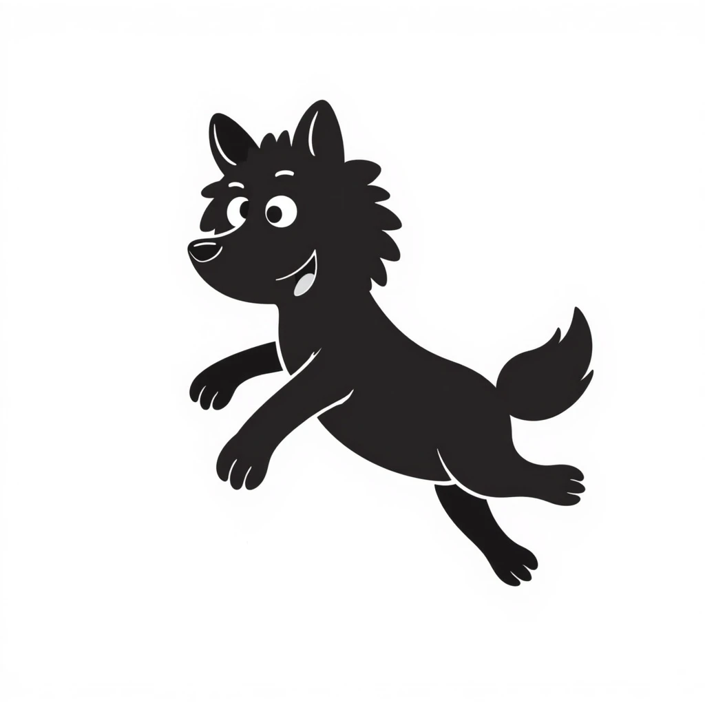 hand-drawn doodle style wolf, playful, black lines, white background emoji