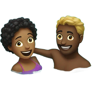 Two friends inside a pool together  emoji