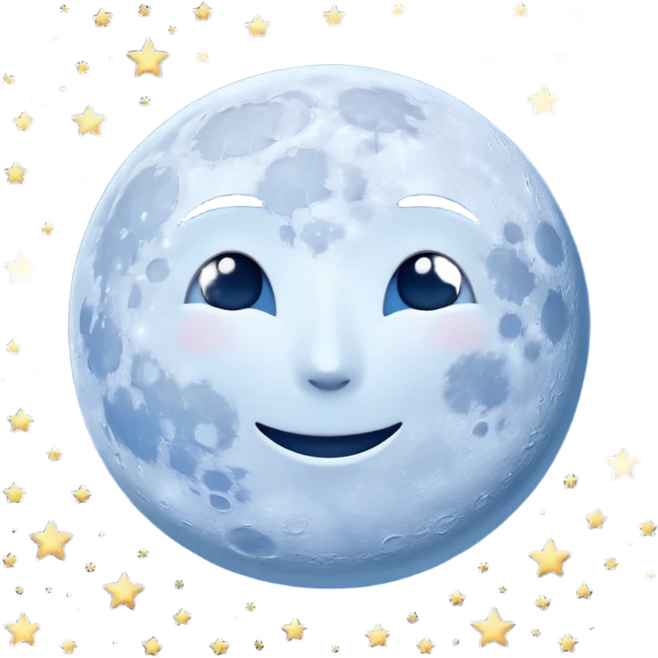 "Peaceful moon in a starry night sky with soft glow, no people" emoji