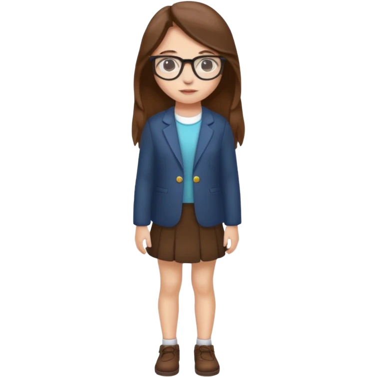 Full body Girl with glasses and long brown hair emoji