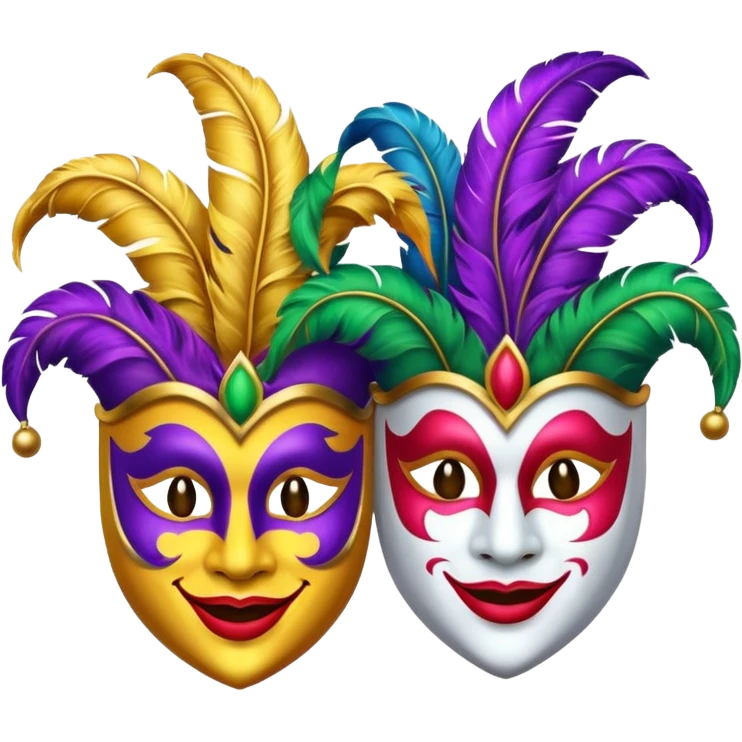 2 jesters masks for mardi gras emoji