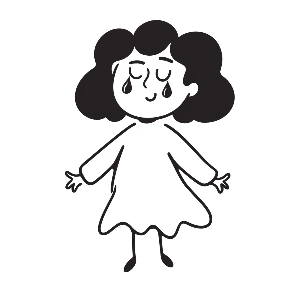A hand-drawn soul or spirit crying tears, emotional essence emoji
