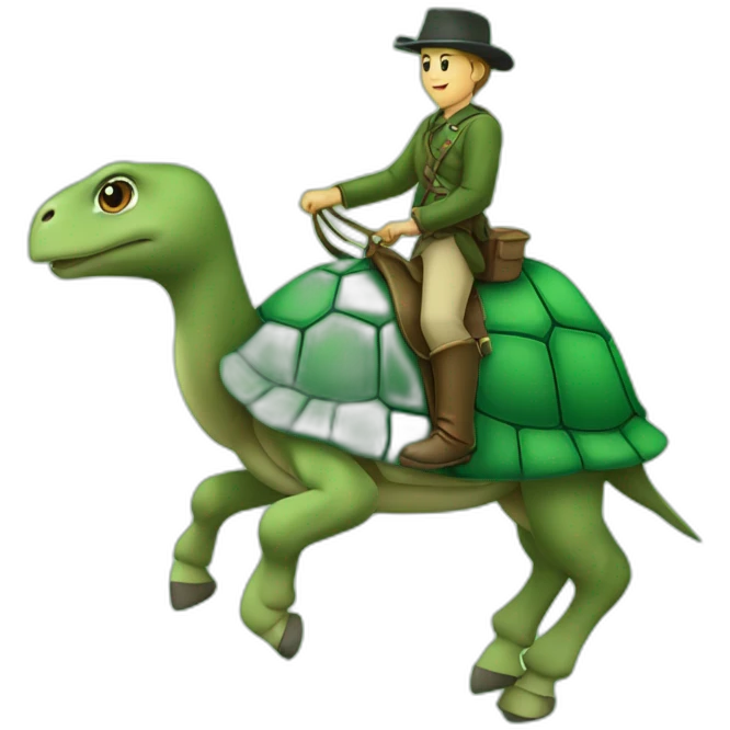 Tortue sur un cheval vert emoji