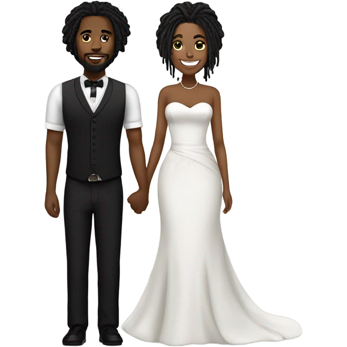 black couple with black dreadlocks plus size man , full body wedding emoji