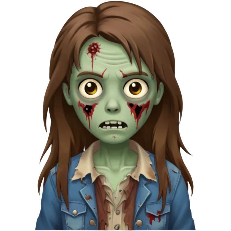 Zumbie hair Brown famele long hair  emoji