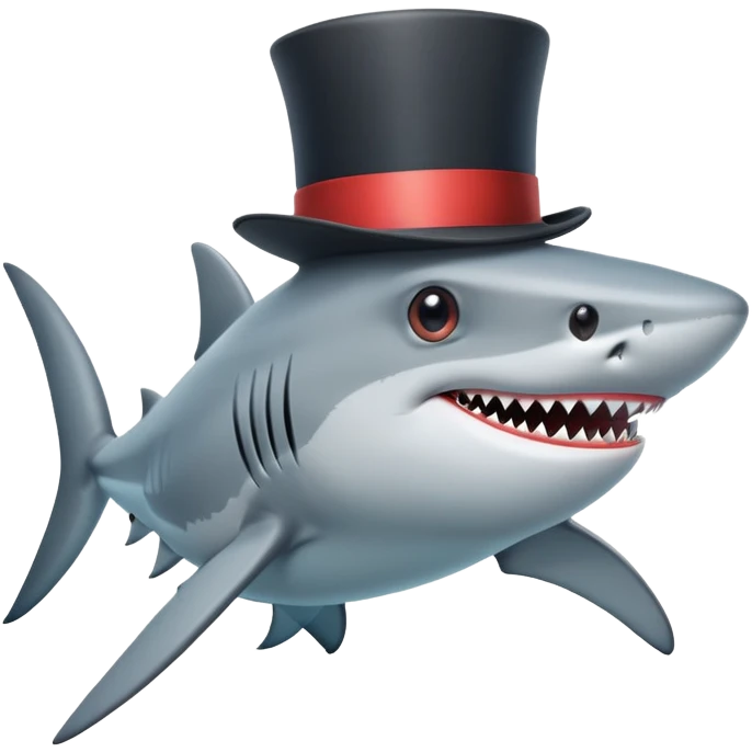Shark with a top hat emoji