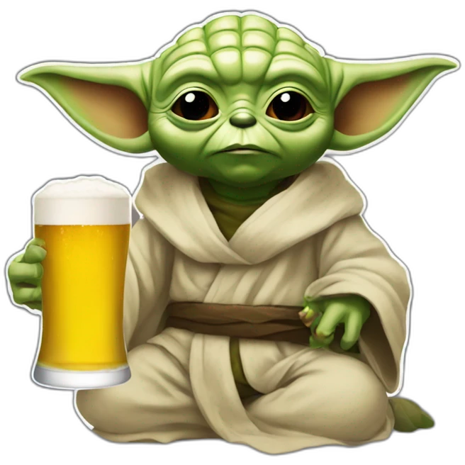 Yoda tomando cerveza emoji