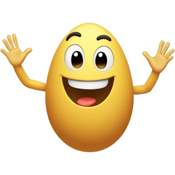 Little egg man throws his hands in the air emoji