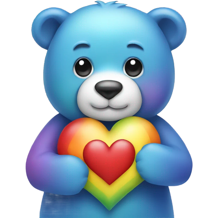 Rainbow stuffed bear holding a heart  emoji