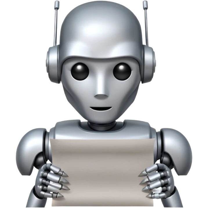 A robot writes text on paper emoji