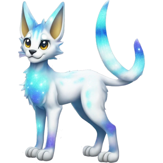 Cute Kawaii Epic Ethereal Sparkly Colorful Sergal-Serval-Caracal-Vernid full body emoji