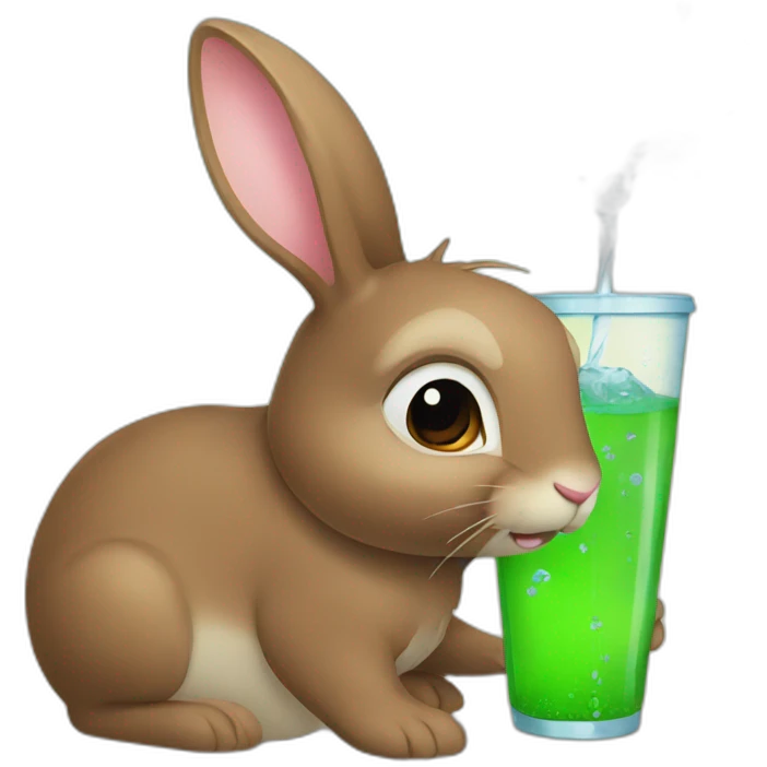 Brown Bunny face drink water emoji