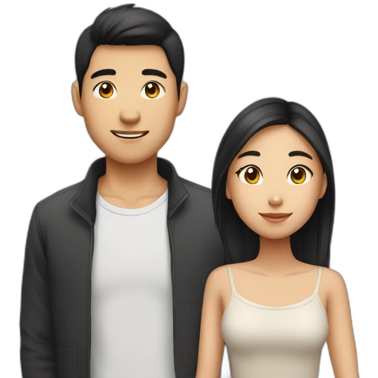 Asian girl with boyfriend emoji