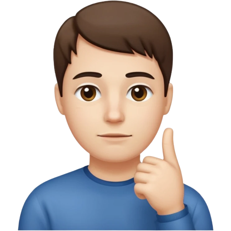 straight face with hand with thumb sticking left right under chin emoji