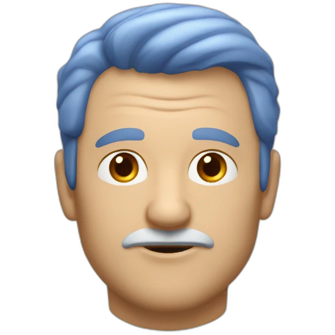 Homme chauve aux yeux bleus de 50 ans emoji