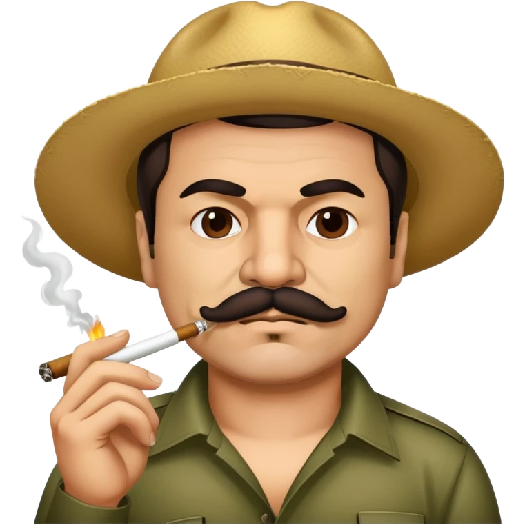El Chapo Guzman with distinctive mustache smoking a marijuana joint emoji