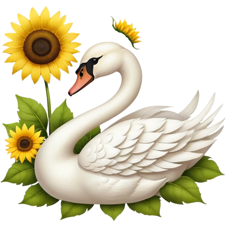 Swan and sunflower emoji