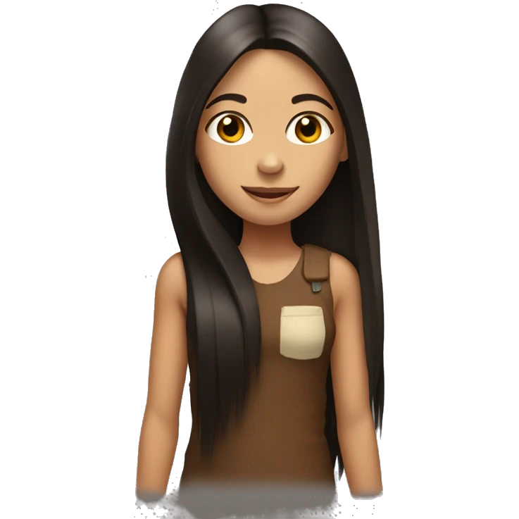 girl with dark brown long straight hair with monkey on her shoulder  emoji