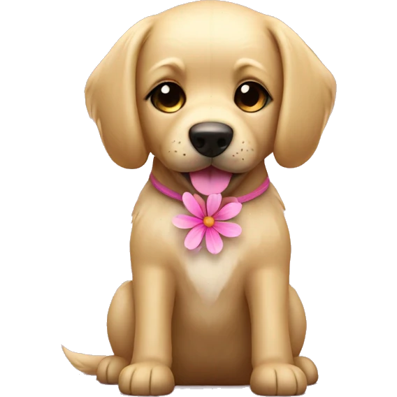 Blonde dog with pink flower emoji