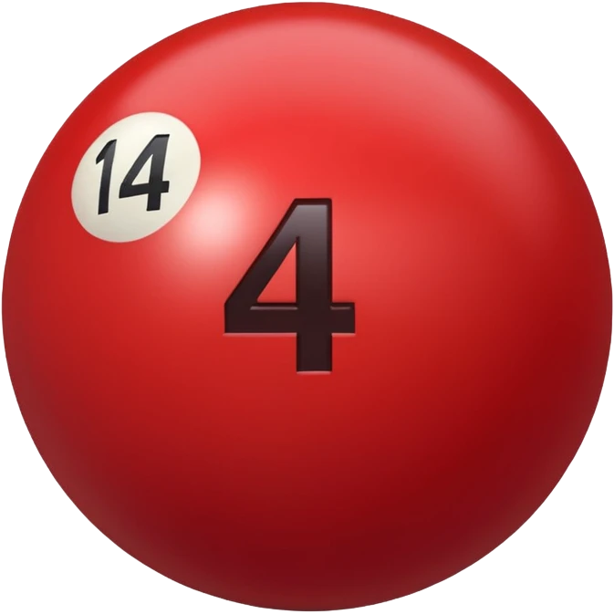 The number 14 on a red pool ball emoji