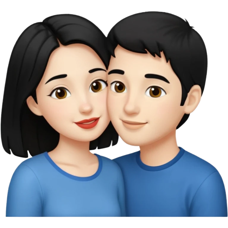kiss a girl and boy from black hair  emoji