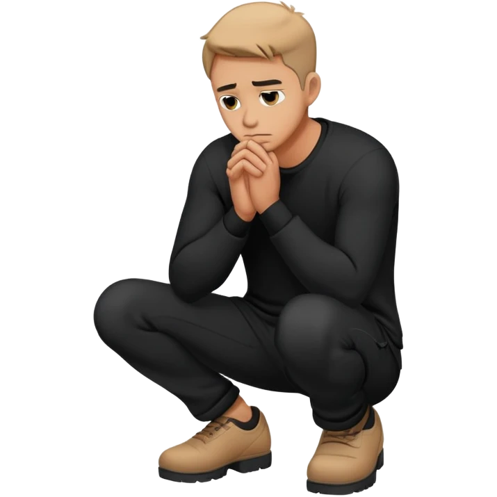 Kneeling heartbroken man black emoji