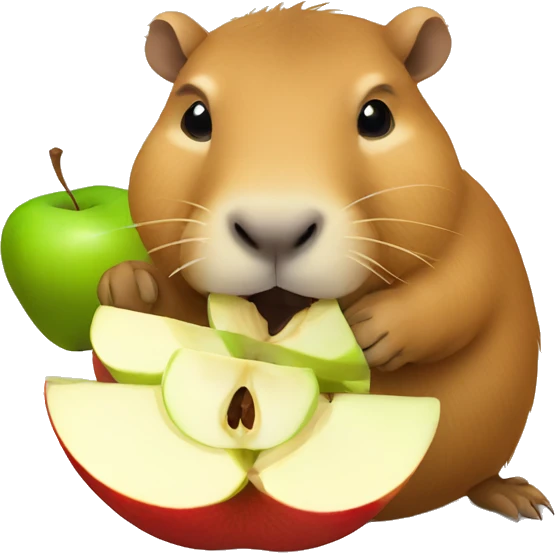 Capybara eating apple emoji