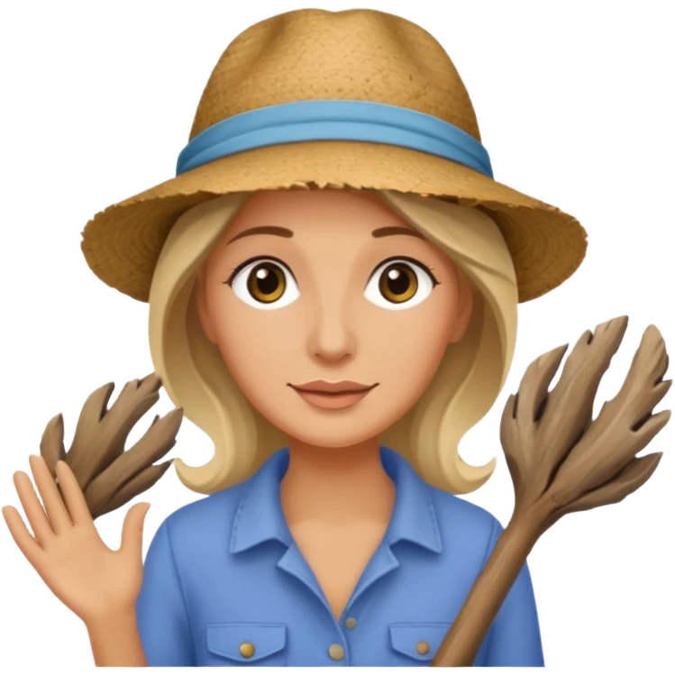 Liz collecting driftwood emoji