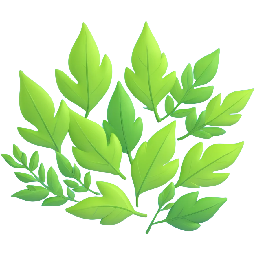 vibrant green summer leaves falling and swirling in a gentle warm breeze emoji