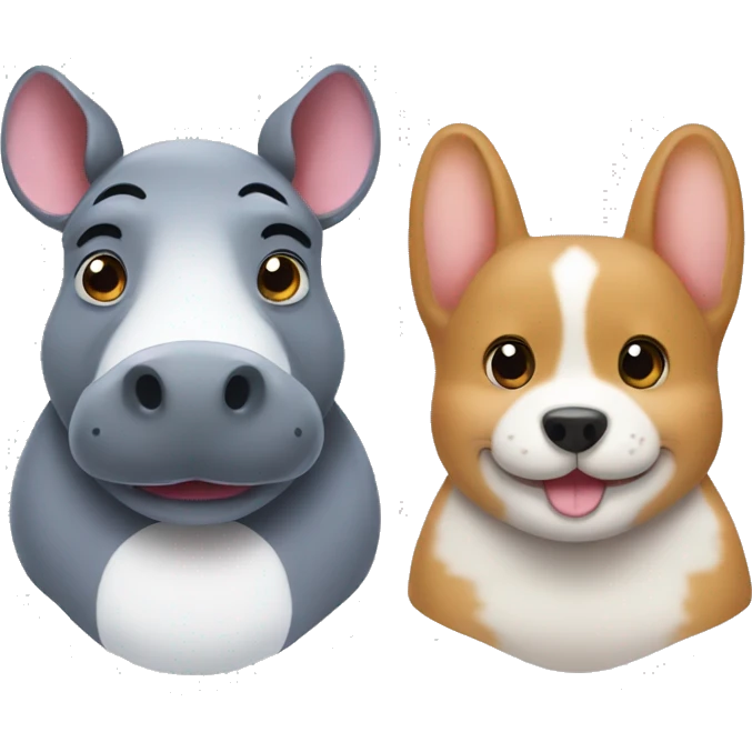 hippo and corgi friends emoji