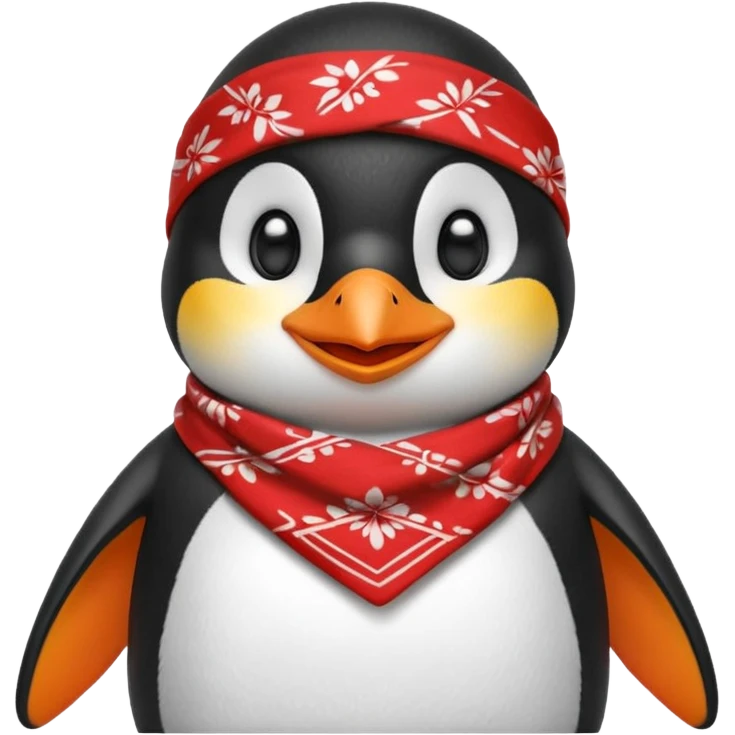smiling penguin with a red bandana emoji
