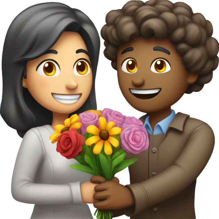 Man giving woman flowers  emoji