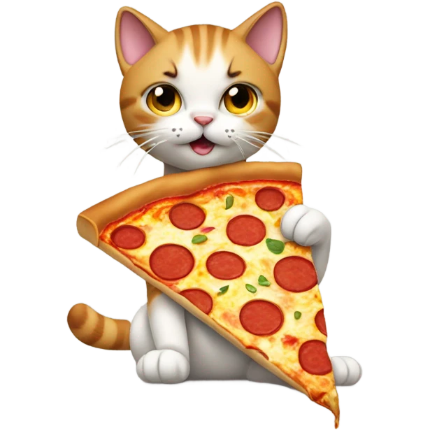 Cat eating pizza emoji