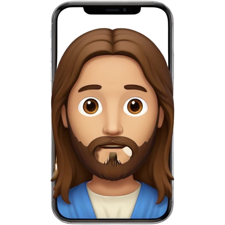 iPhone screen displaying an image of Jesus emoji