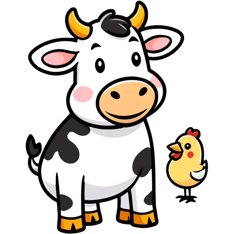 Cow with chicken emoji
