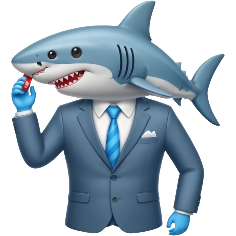 draw a vacuum sealed shark wearing a suit emoji