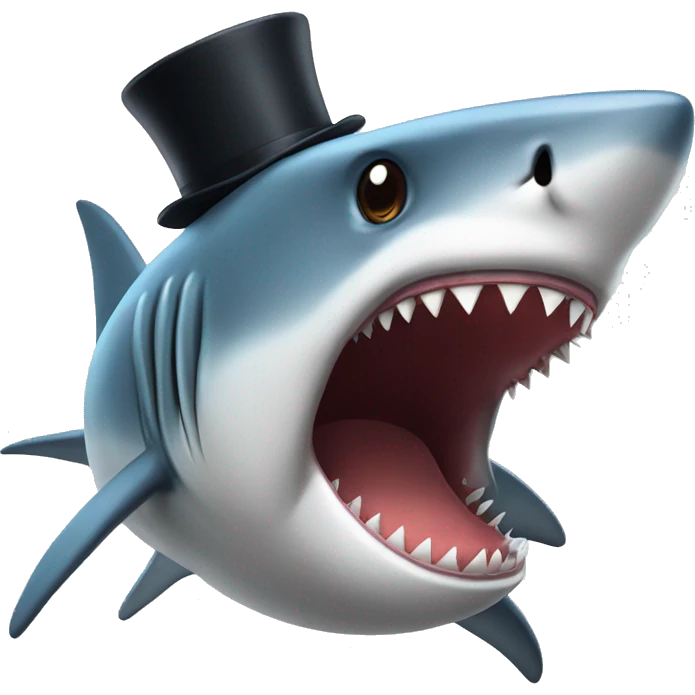 Shark with a top hat emoji