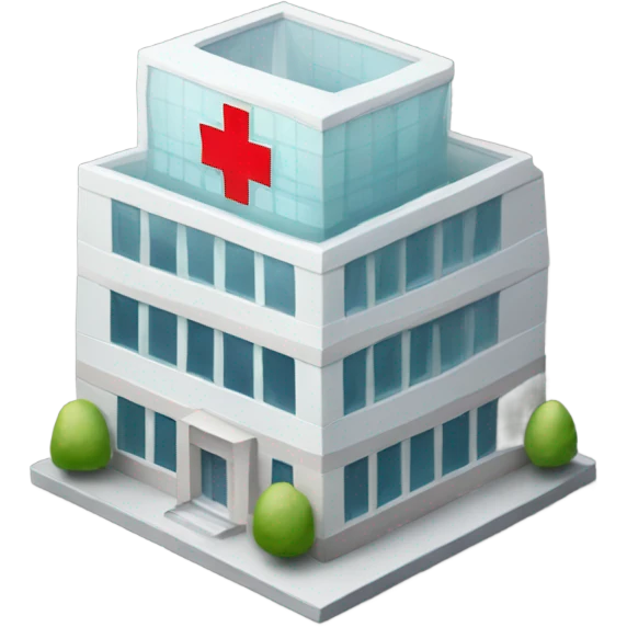 Glass hospital with the name “Saint Joseph” in red emoji