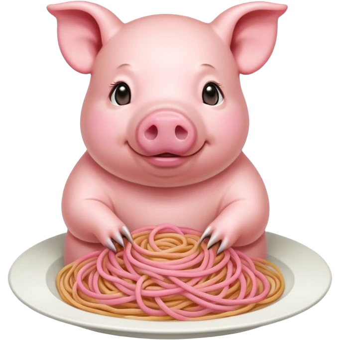   renaissance monalisa pig with pink spaghetti emoji