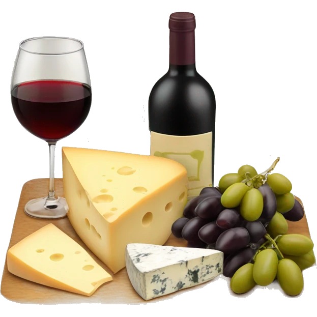 Cheese board and wine and green olives  emoji