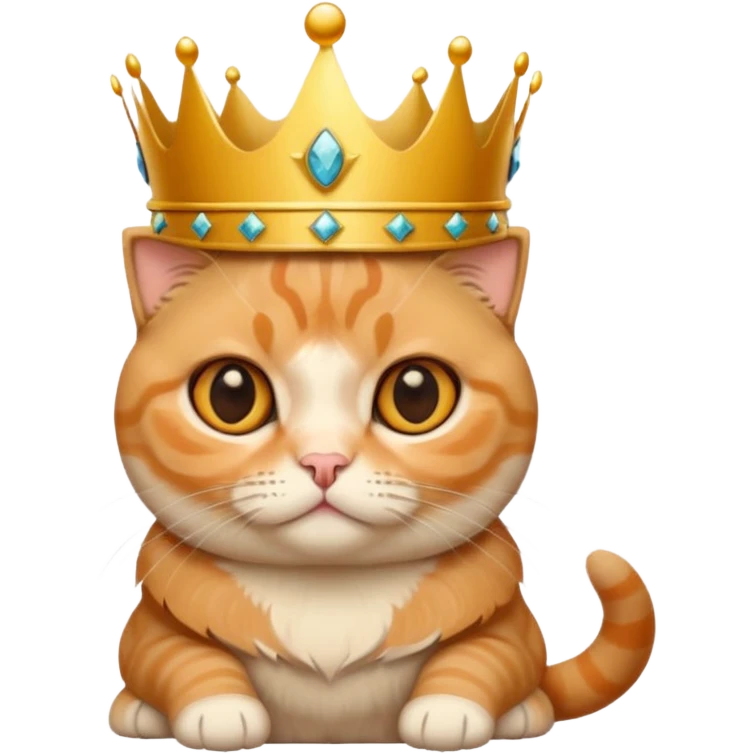Orange Scottish fold with crown, folded ears queen  emoji