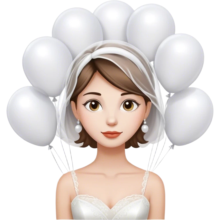 Beautiful bride with white balloons emoji