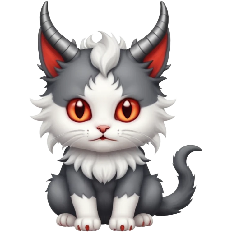 dark grey and white devil satan kitten emoji